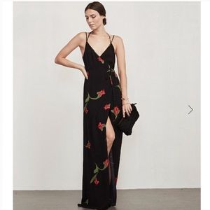 Reformation Black Floral Maxi Dress